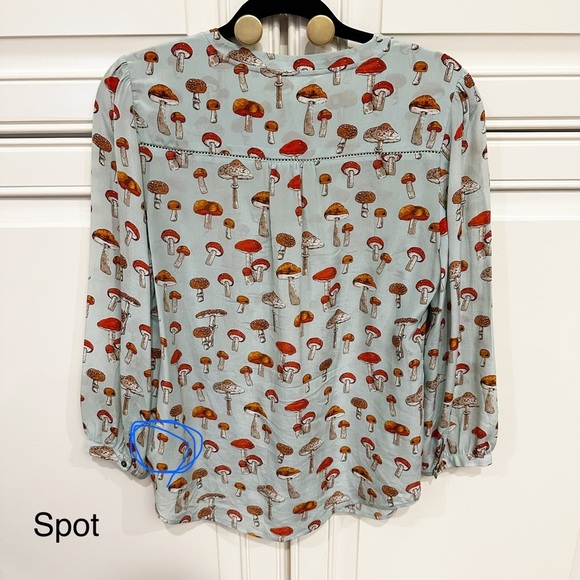 RARE Anthropologie Moulinette Soeurs Toadstool Mushroom Women’s Tie Front Blouse - Picture 14 of 14